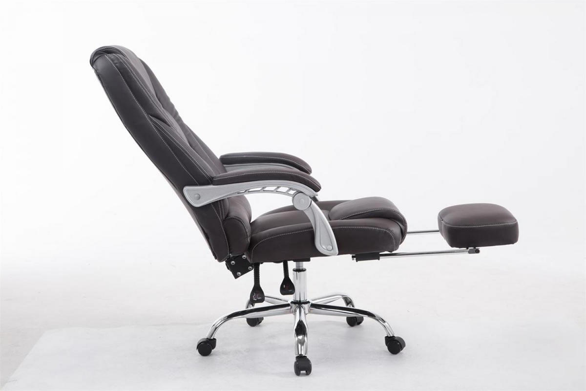 CHEFSESSEL Lederlook braun - Chromfarben/Braun, Textil/Metall (68/118/64cm) - CLP