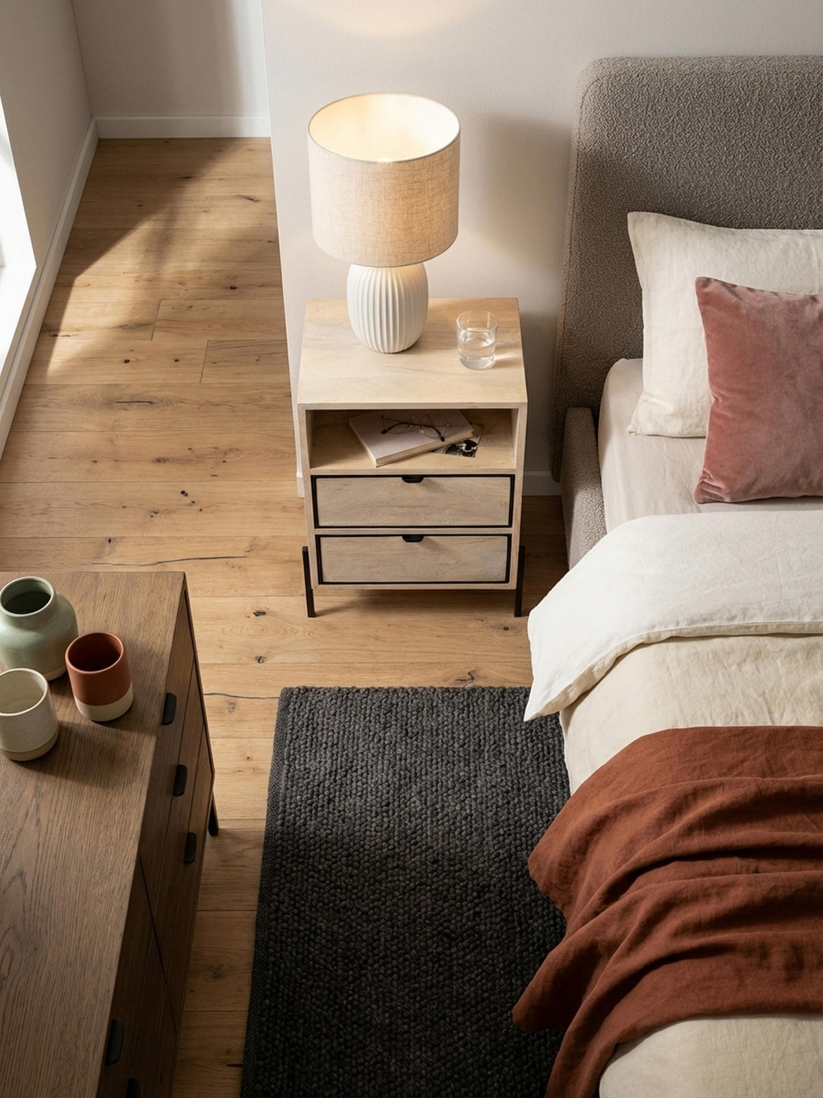 NACHTTISCH – Mango Massivholz/Metall, 43x60x30 cm, 2 Schubladen, braun - Schwarz/Braun, Holz/Metall (43/60/50cm) - KADIMA DESIGN