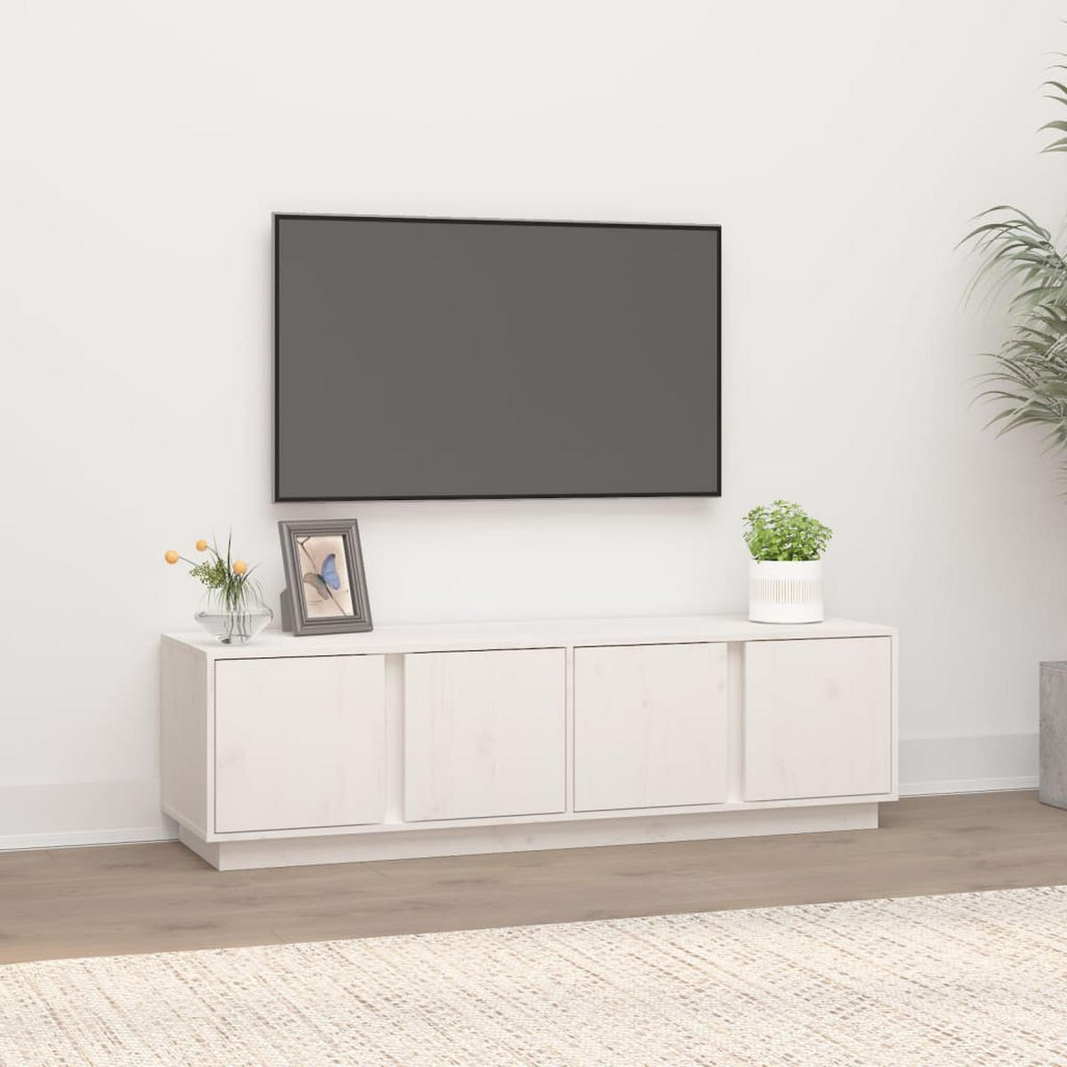 TV-SCHRANK Weiss 140/40/40 Cm Massivholz Kiefer - Weiß, Holz (40/40/140cm) - vidaXL