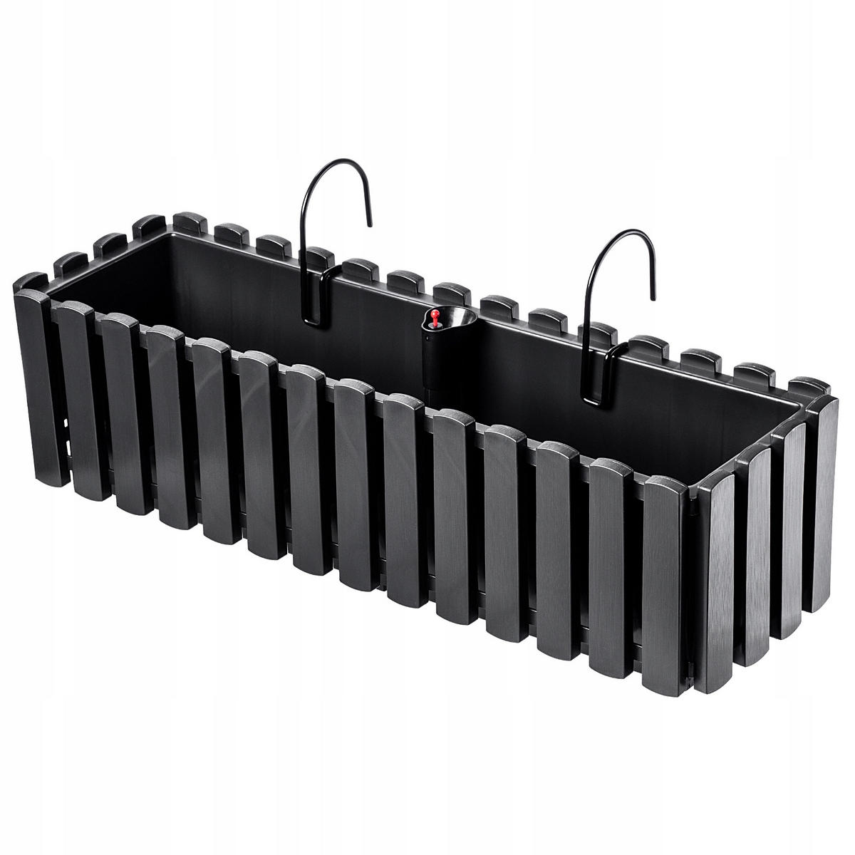 BLUMENKASTEN mit Griffen und Bewässerungssystem, 60 cm, Anthrazit - Anthrazit, Kunststoff (18/58cm) - KADAX