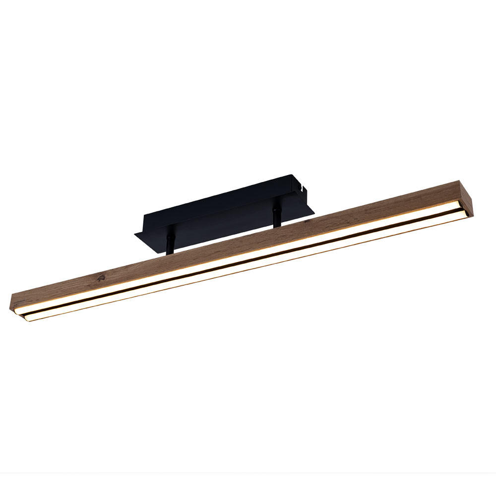 LED DECKENLEUCHTE Holzoptik Braun Schwarz - Braun, Metall (81.5/7.5/14cm) - Globo Lighting