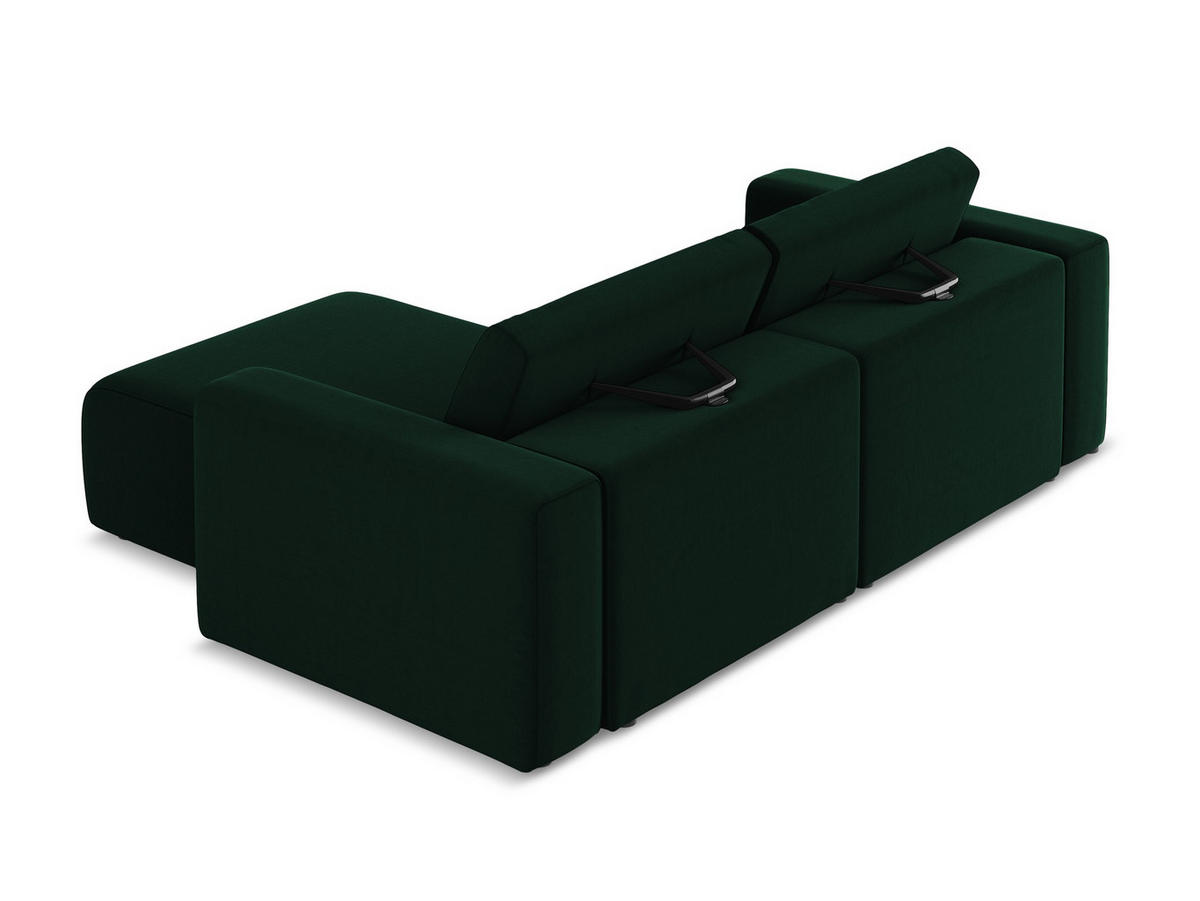 ECKSOFA Rechts Samt Stoff Grün - Blau/Dunkelgrün, Kunststoff/Textil (224/167cm) - Makamii