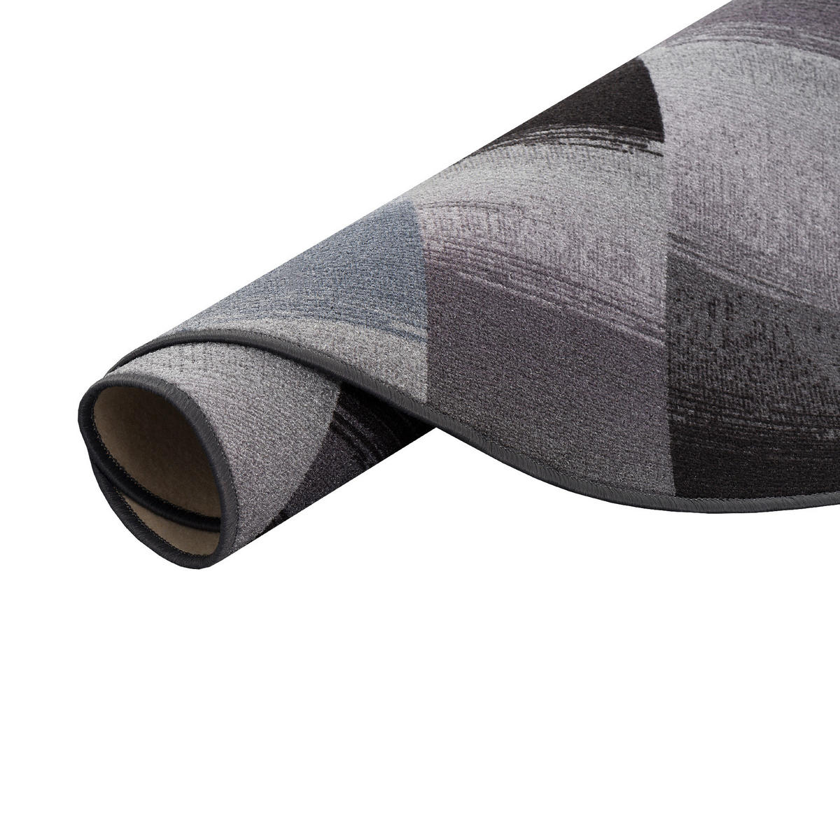 DESIGNER VELOUR TEPPICH MYSTIC KARO RUND - Blau/Grau, Textil (160/160cm) - Snapstyle