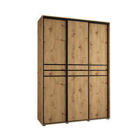 SCHWEBETÜRENSCHRANK 235,2/170/45 3-türig - Schwarz/Eiche Artisan, Holz/Metall (170/235/45cm) - Abiks Möbel