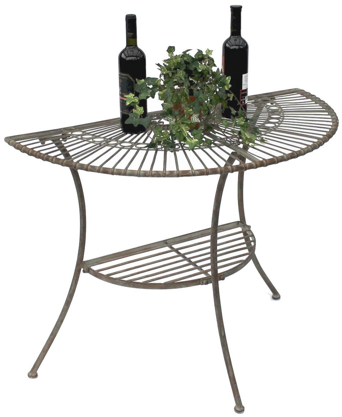 WANDTISCH Halbrund Metall Grün/Patina antik 100/51/80 cm - Grün, Metall (51/100/80cm) - DanDiBo