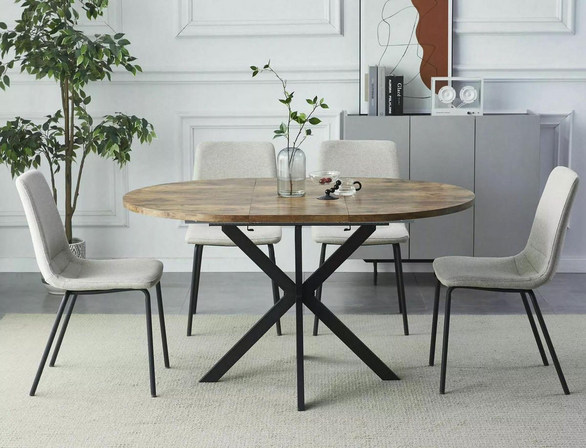 ESSTISCH Gaston Vintage Nussbaum / Schwarz 100-135 / 100 / 75cm - Nussbaumfarben/Schwarz, Holz/Holzwerkstoff (100/100/75cm) - Feldmann-Wohnen