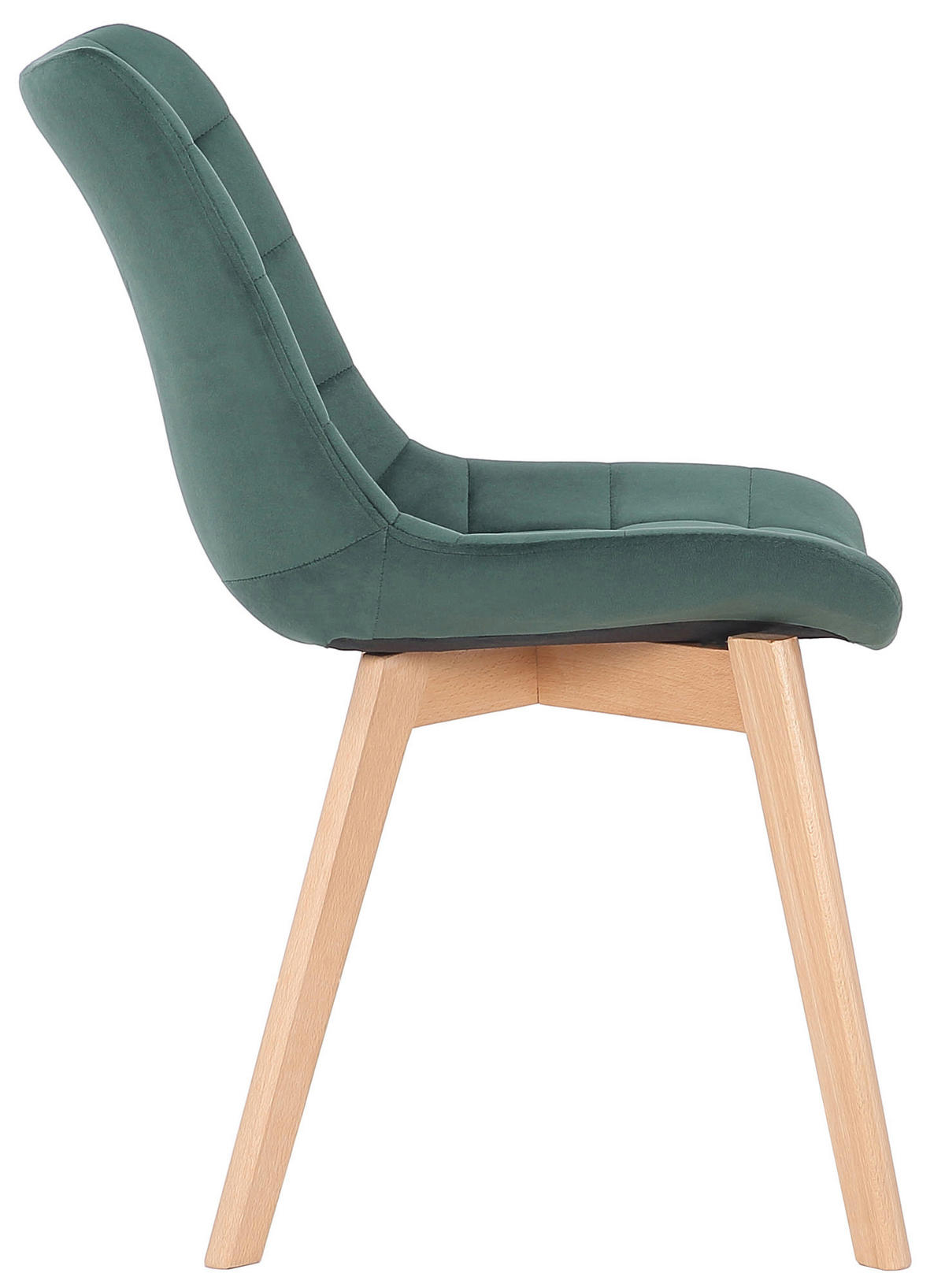 STUHL 2er Set Samt Grün - Eukalyptusholzfarben/Grün, Holz/Textil (46/82/61cm) - CLP