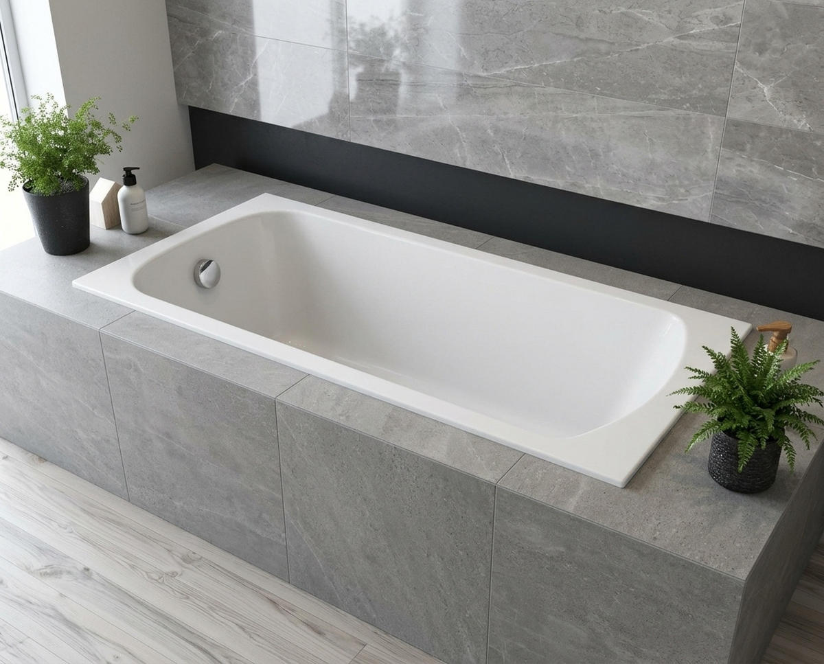 BADEWANNE Rechteck CLASSIC SLIM 140/70 Ablauf & Füße - Weiß, Kunststoff (70/54.5/140cm) - bad land