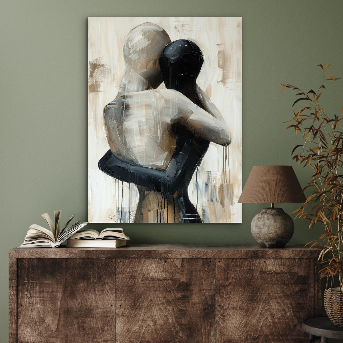 KOVOVÝ OBRAZ Abstraktné - Láska - Čiernobiele - Moderné 60x80 cm - čierna, kov (60/80cm) - MuchoWow