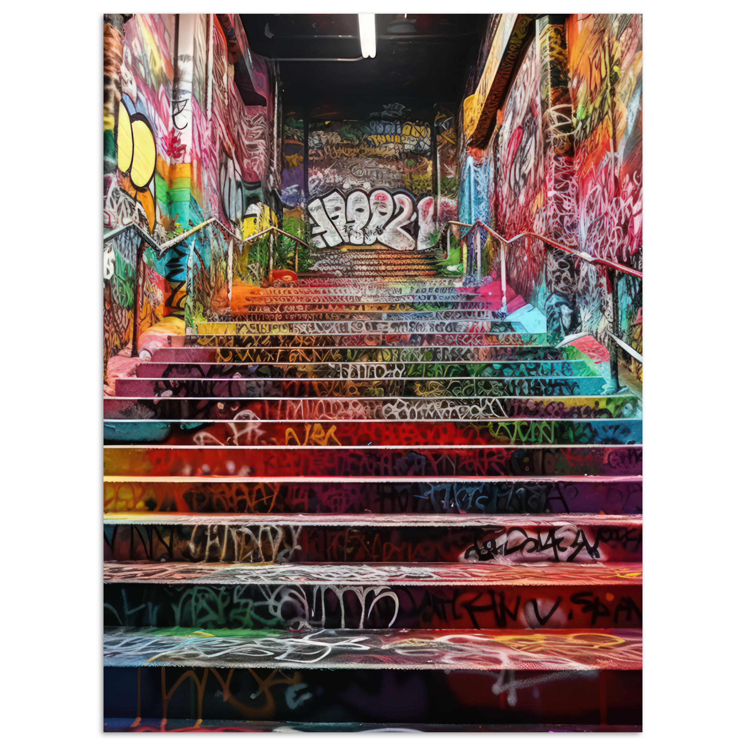 MuchoWow PLAKÁT Schody - Graffiti - Barvy - Umění 60x80 cm
