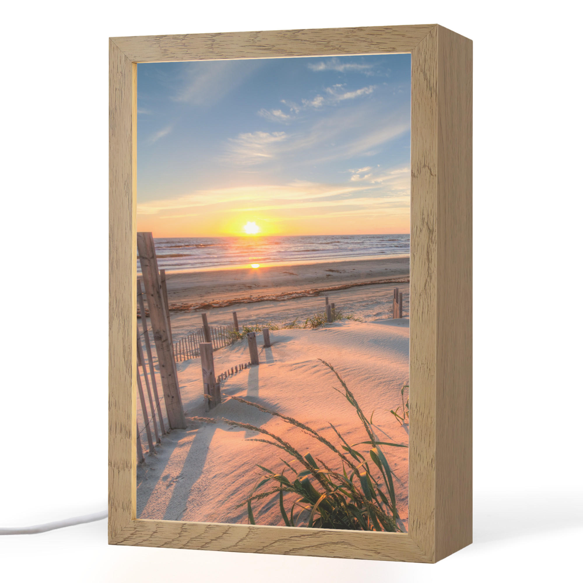 OnlyWow STOLNÍ LAMPA Pláž - Moře - Duna - Západ slunce - Krajina 20x30 cm