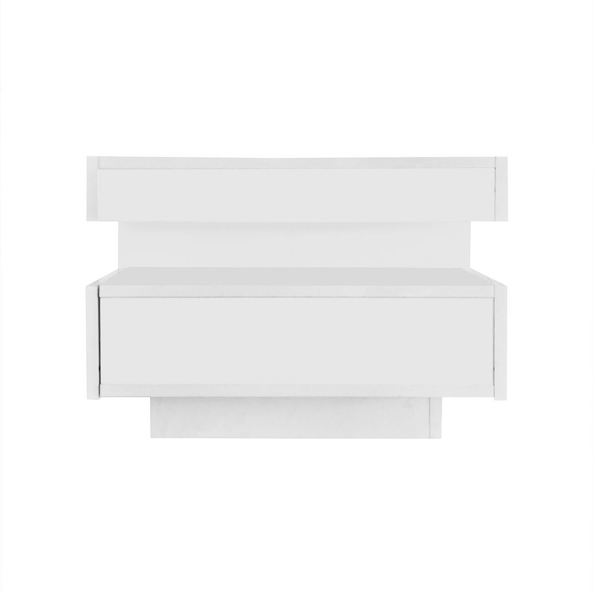 COUCHTISCH in Weiß mit LED-Beleuchtung und 4 Schubladen für Wohnzimmer, B80/T50/H36 cm - Weiß, Holzwerkstoff (50/80/36cm) - STILVORA
