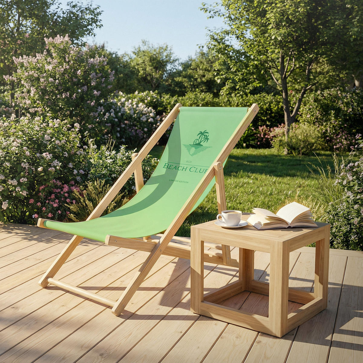 LIEGESTUHL Beach Club Grün - Limette, Holz (57.5/83/100cm) - ECD-Germany