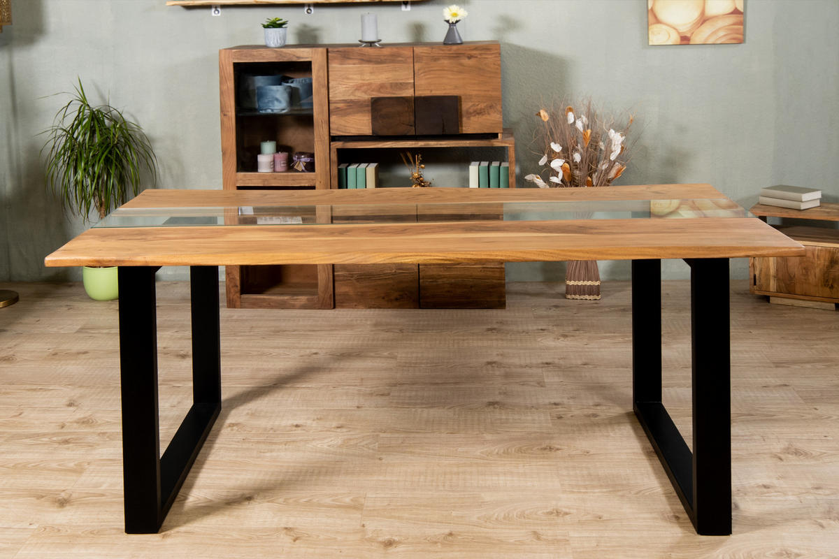 ESSTISCH KLAUS - Beige/Schwarz, Holz/Metall (90/175/77cm) - SAM