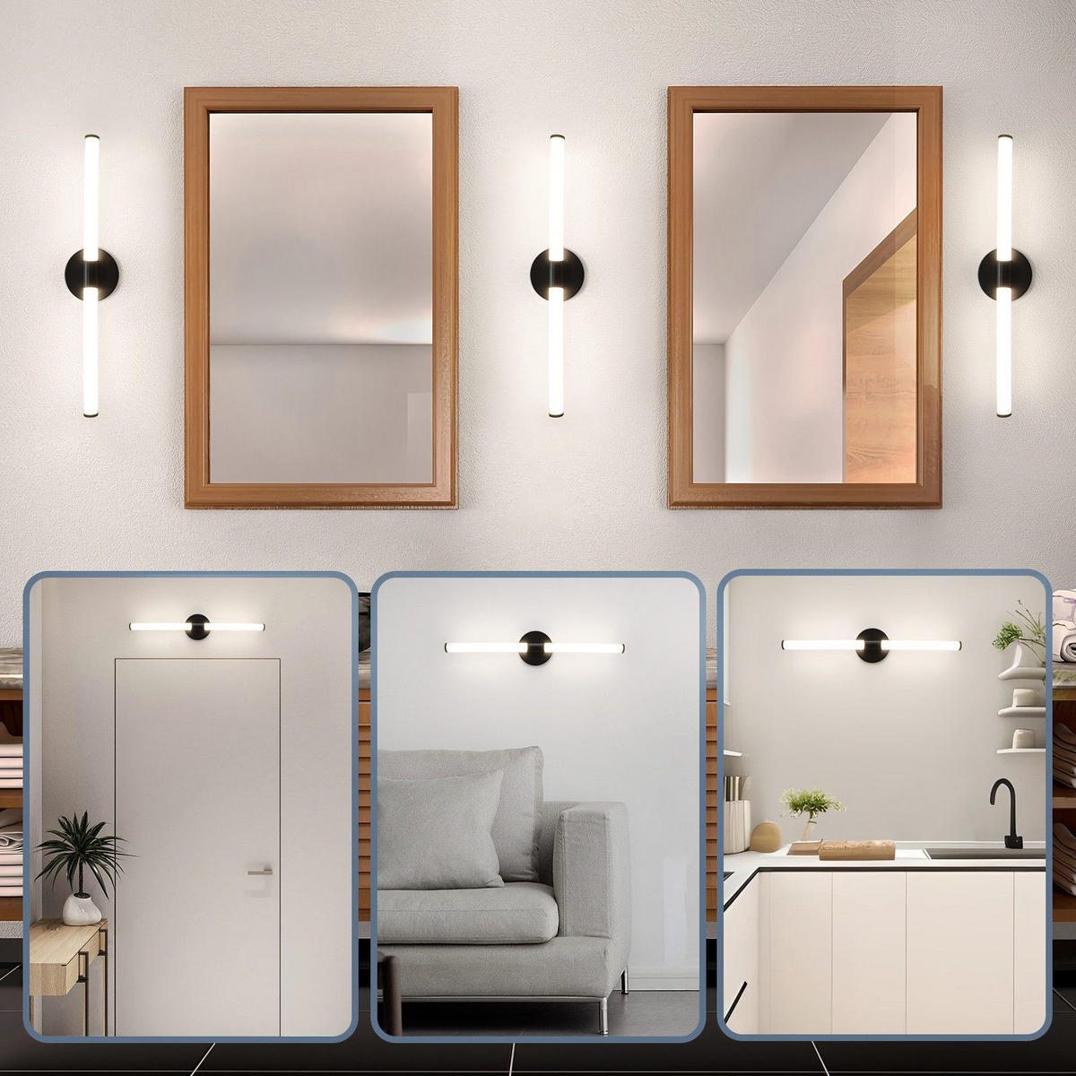 SPIEGELLEUCHTE ALBSTADT II 60/12/6.6CM - Schwarz, Metall (60/12/6.6cm) - Nettlife