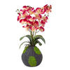 KUNSTBLUME Orchidee pink-apricot mit Moos-Sockel, 60 cm - Pink, Kunststoff (60cm) - Homescapes