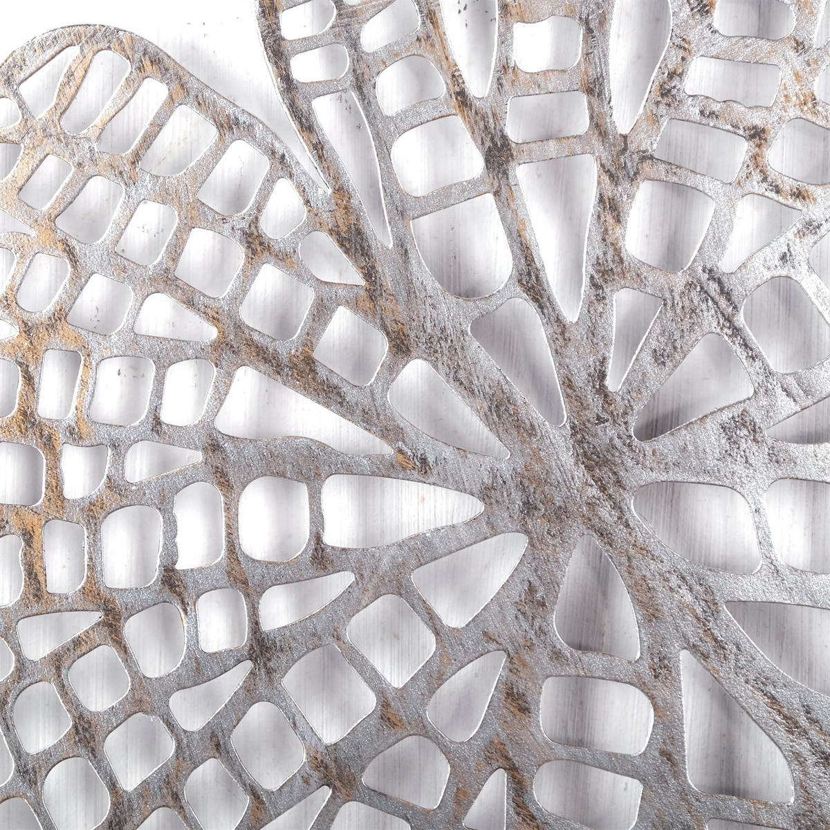 WANDDEKO BIG LEAVES Metall antik-silber - Silberfarben, Metall (47/97/3cm) - DESIGN DELIGHTS