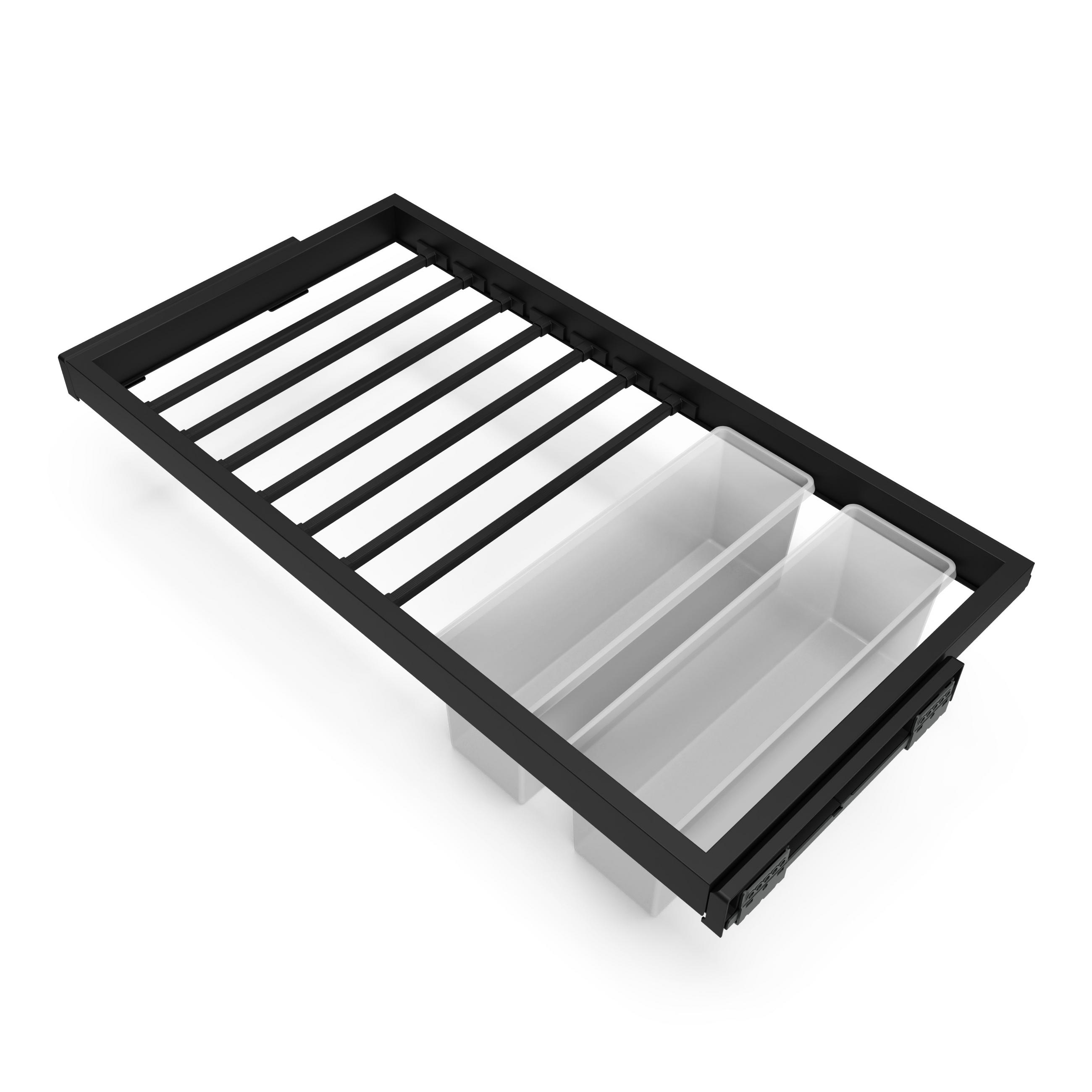HOSENTRÄGER, 2 Ablagen und sanft schließendem Gleitrahmen für Kleiderschränke, verstellbar, Modul 900mm, Schwarz texturiert 7er-set - Schwarz, Metall (100/15/52.5cm) - EMUCA