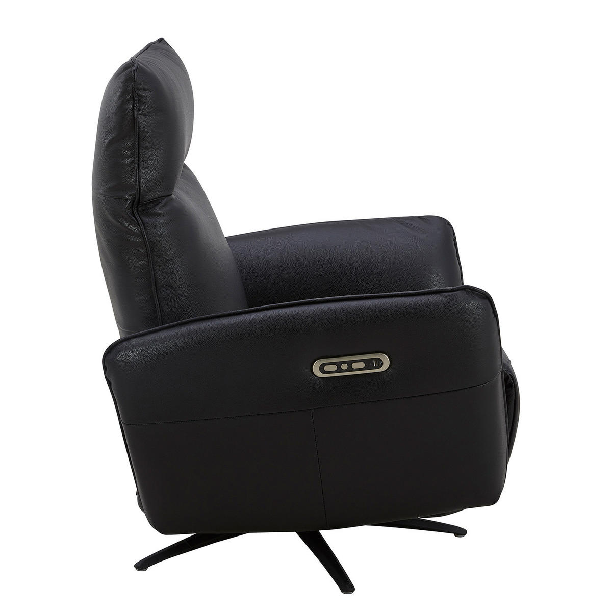 RELAXSESSEL - Schwarz, Leder/Metall (86/100/82cm) - home24