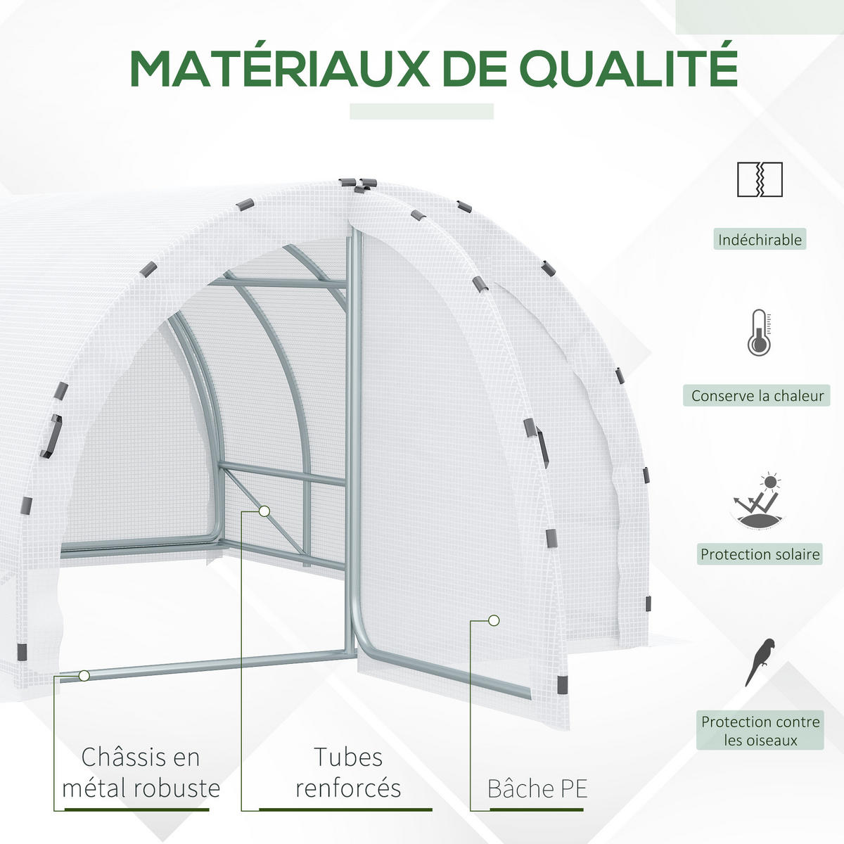 GEWÄCHSHAUS DE-11882 12 m² mit Doppeltür Weiß - Weiß, Metall (300/200/400cm) - ComfortXL
