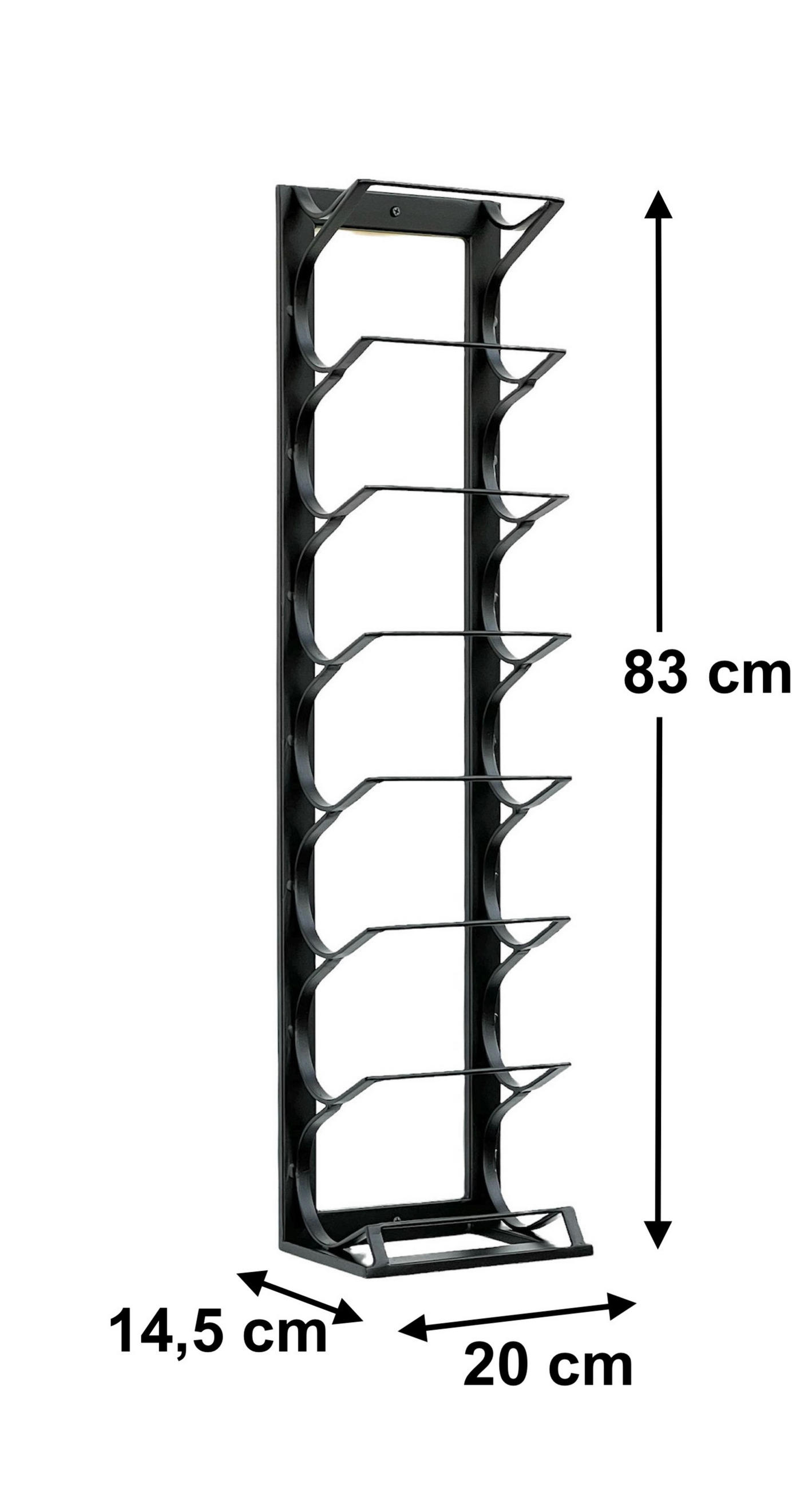 WEINREGAL Etude Wand & Stehend für 8 Flaschen Metall Schwarz - Schwarz, Metall (20/83/14.5cm) - DanDiBo