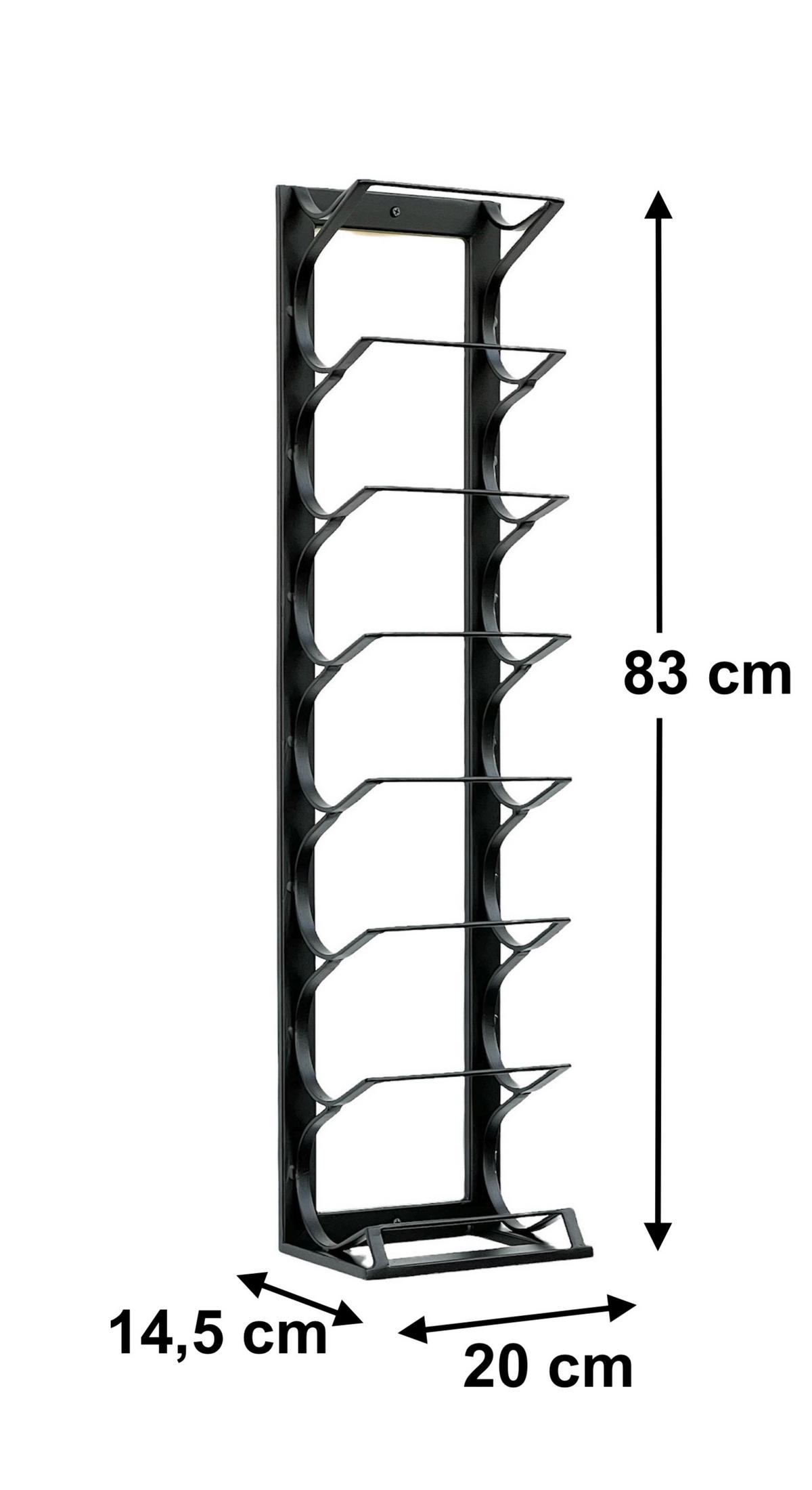 WEINREGAL Etude Wand & Stehend für 8 Flaschen Metall Schwarz - Schwarz, Metall (20/83/14.5cm) - DanDiBo