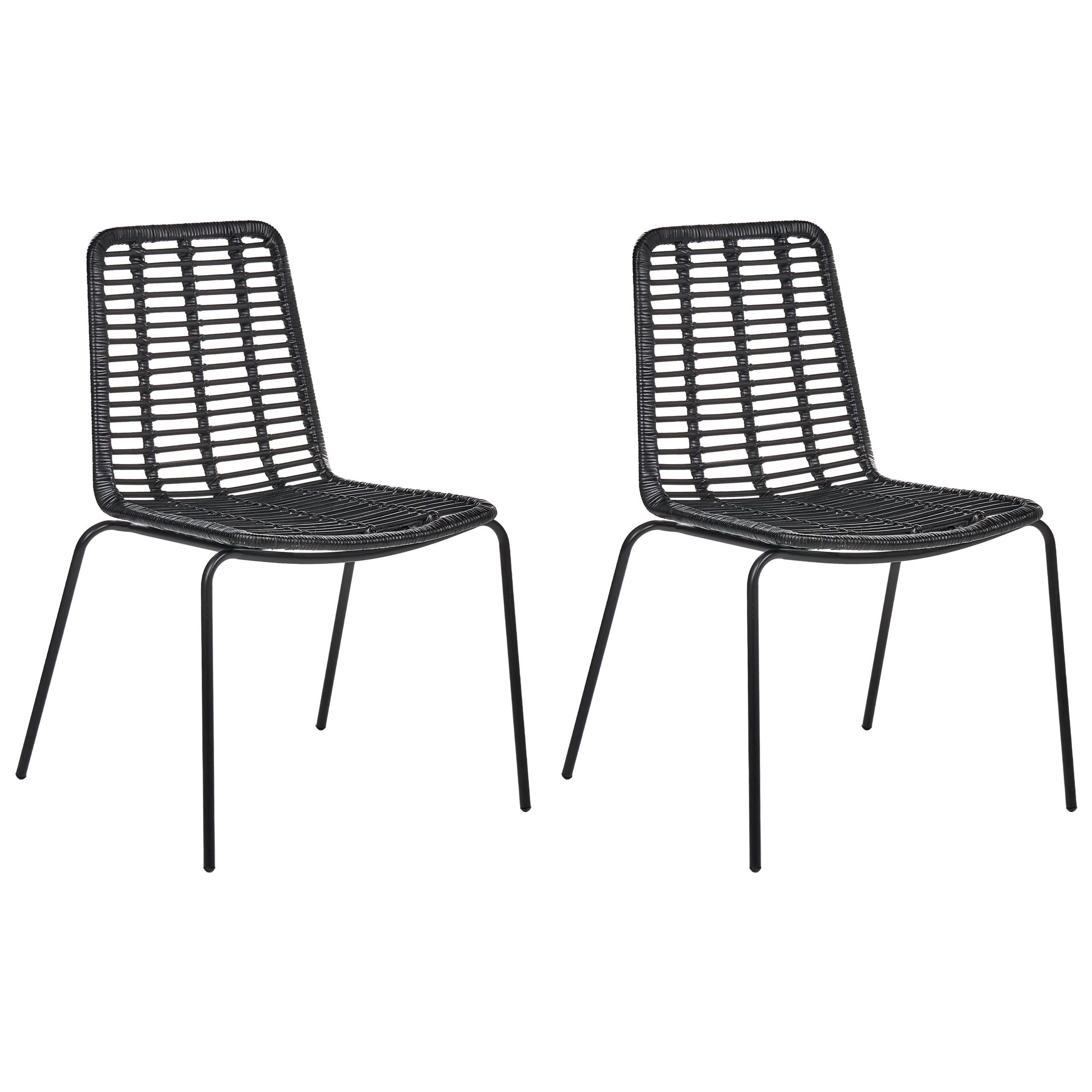SCAUN DE BUCATARIE set de 2 ratan negru Taos