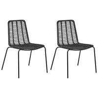 ESSZIMMERSTUHL 2er-Set Rattan Schwarz Taos - Schwarz, Naturmaterialen (56/82/55cm) - Beliani