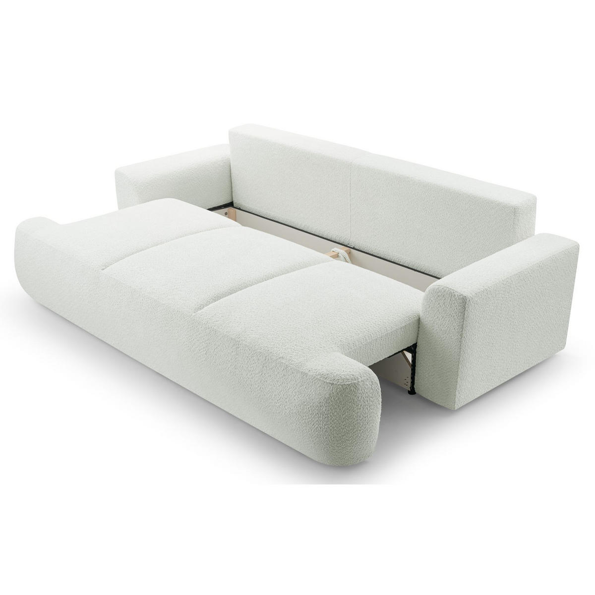 3-SITZER SOFA Barletto Creme Bouclé - Creme/Schwarz, Holz/Textil (248/94/110cm) - Selsey