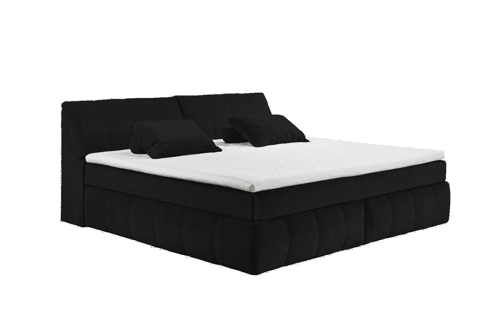 BOXSPRINGBETT XXL 240x200 – 7‑Zonen-Tonnentaschenfederkern, H2, Topper, Unterbox & Bettkasten - Schwarz, Holz/Kunststoff (200/240cm) - ed exciting design