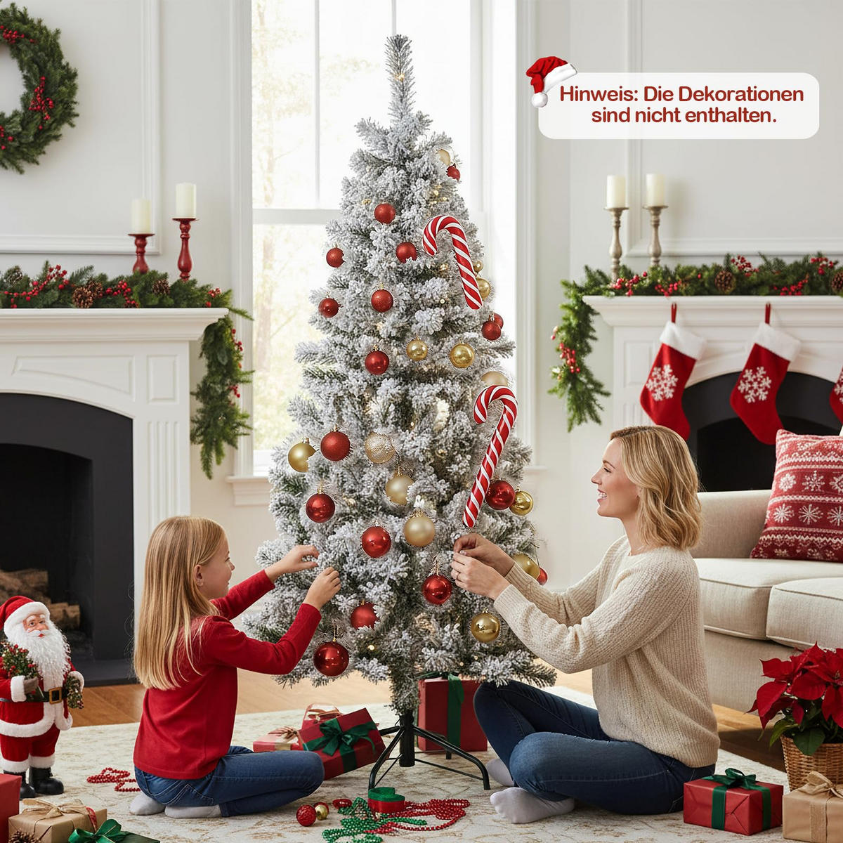 WEIHNACHTSBAUM mit Beleuchtung und Schnee 150 cm grün - Grün, Metall (150cm) - COSTWAY