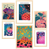POSTER Set Mit 6 Kusama Kürbis A3 & A4 Rahmen Aus Hellem Holz - Beige, Papier (29/3cm) - Nacnic