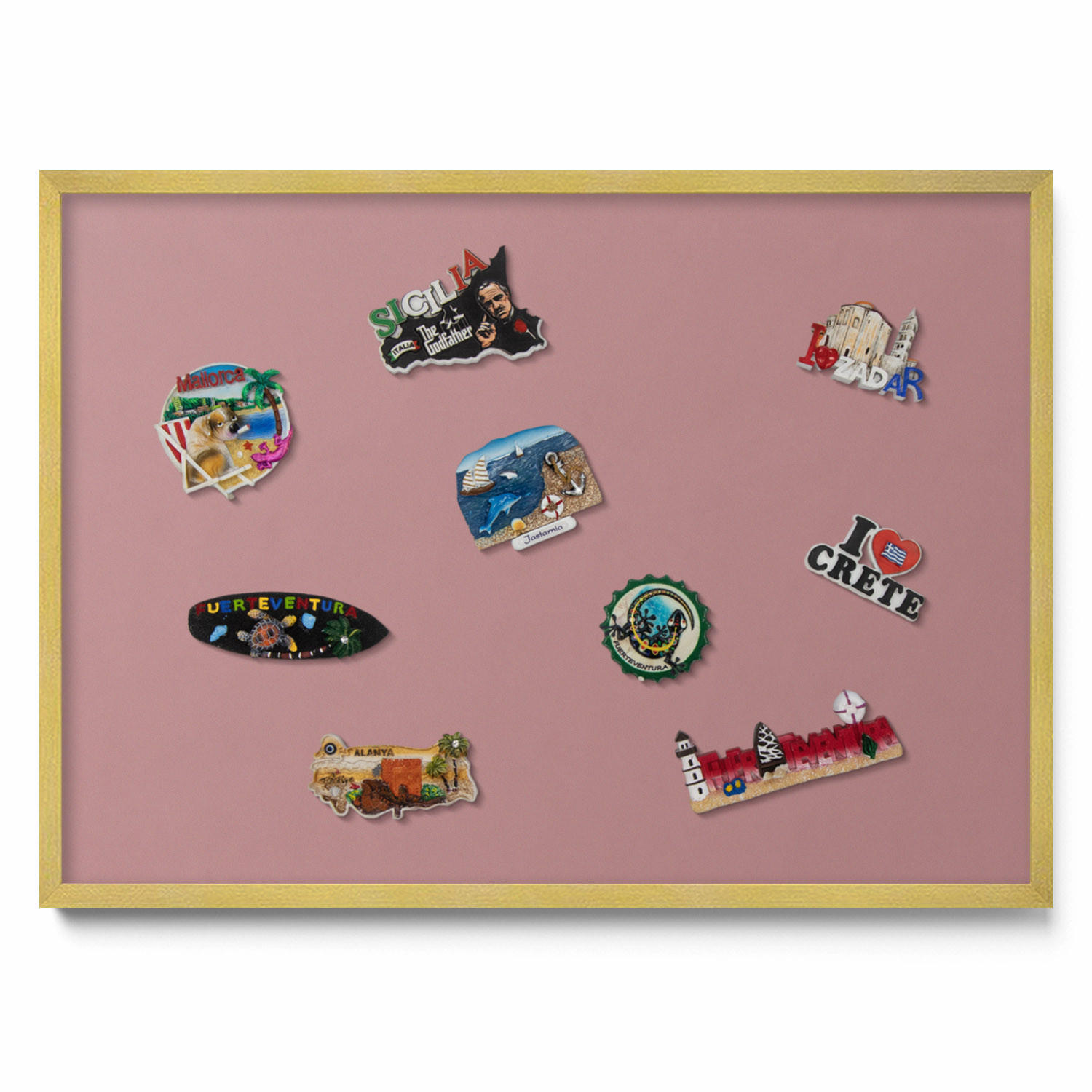 MAGNETTAFEL 70x50 cm Goldener Rahmen Pastellrosa - Hellrosa, Metall (70/50/0.4cm) - TULUP