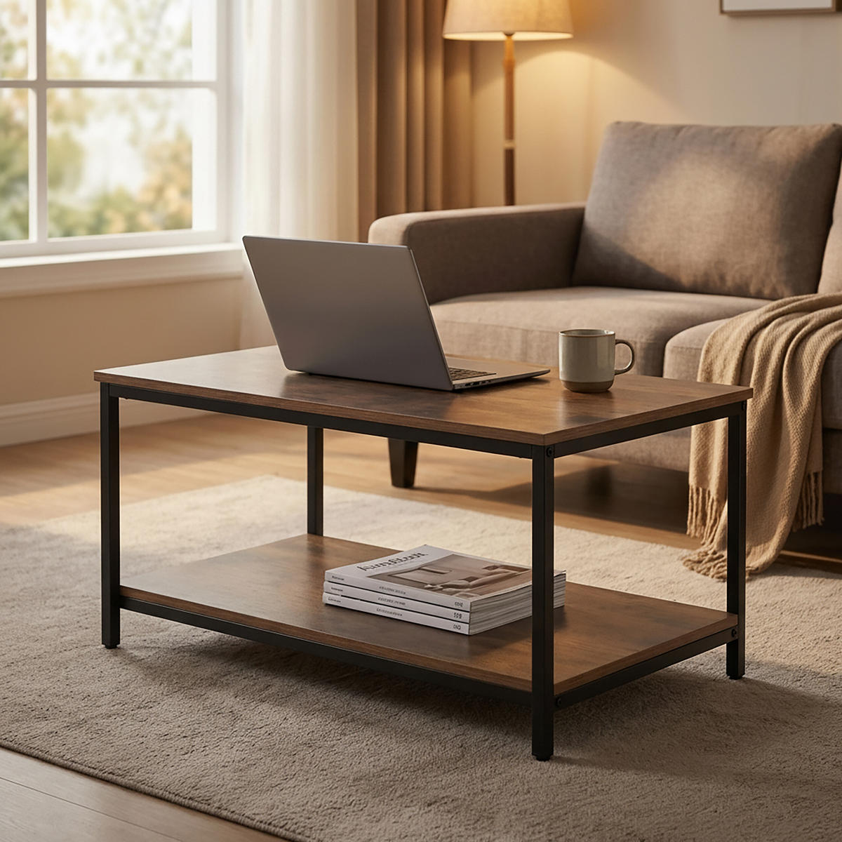COUCHTISCH - Braun, Holzwerkstoff/Metall (50/80/42cm) - Relaxdays