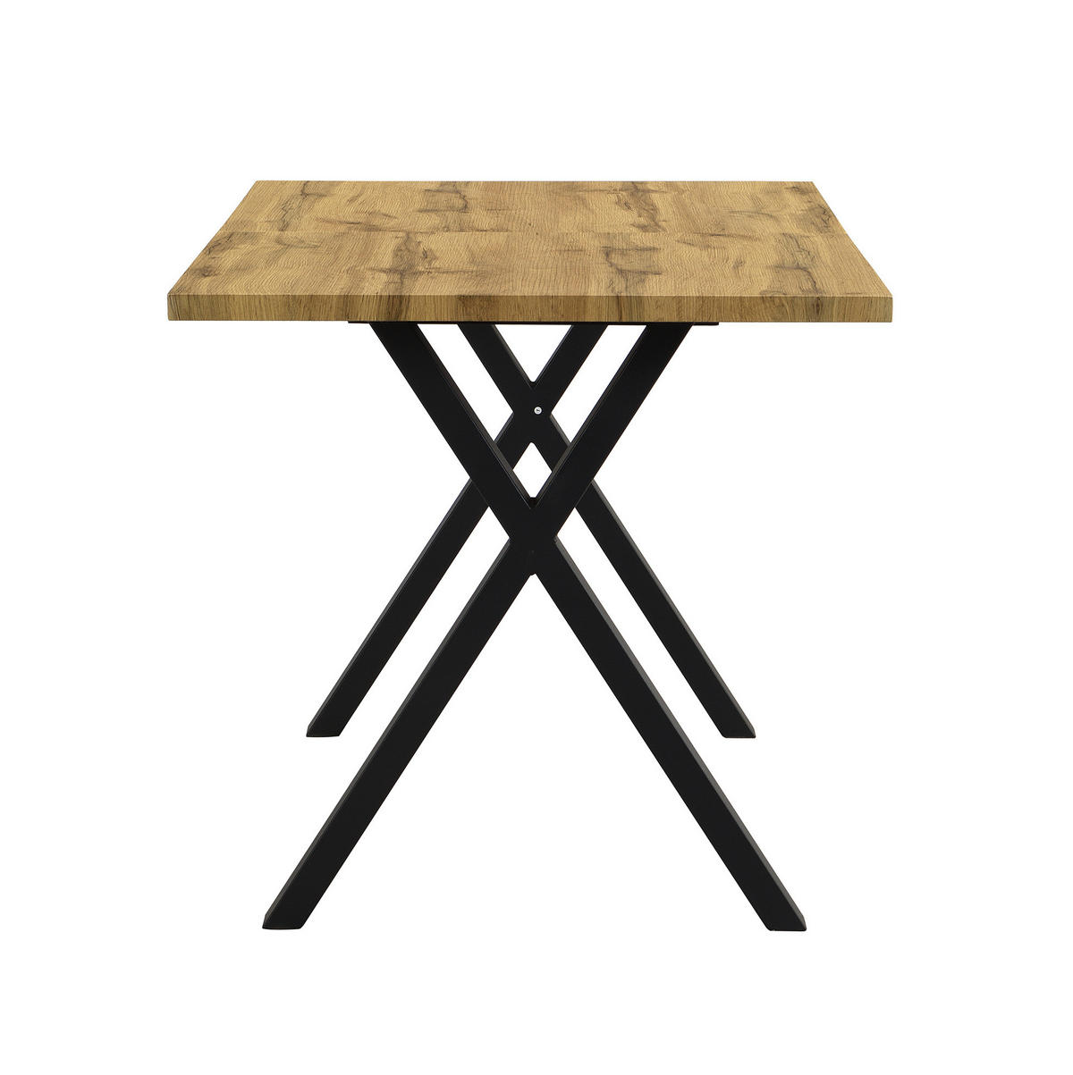 ESSTISCH 140/80/76 cm Eiche aus MDF mit Metall-Kreuzgestell - Eichefarben, Holzwerkstoff (140/80/76cm) - OKWISH