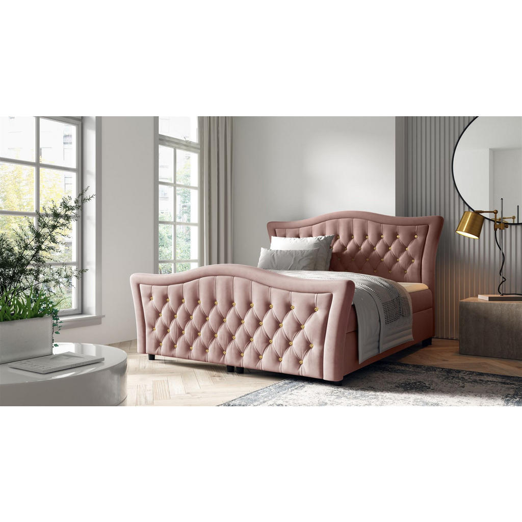 Thumbnail - Fun Möbel Boxbett, Rosa, Textil, 120x200 cm, Schlafzimmer, Betten, Boxspringbetten