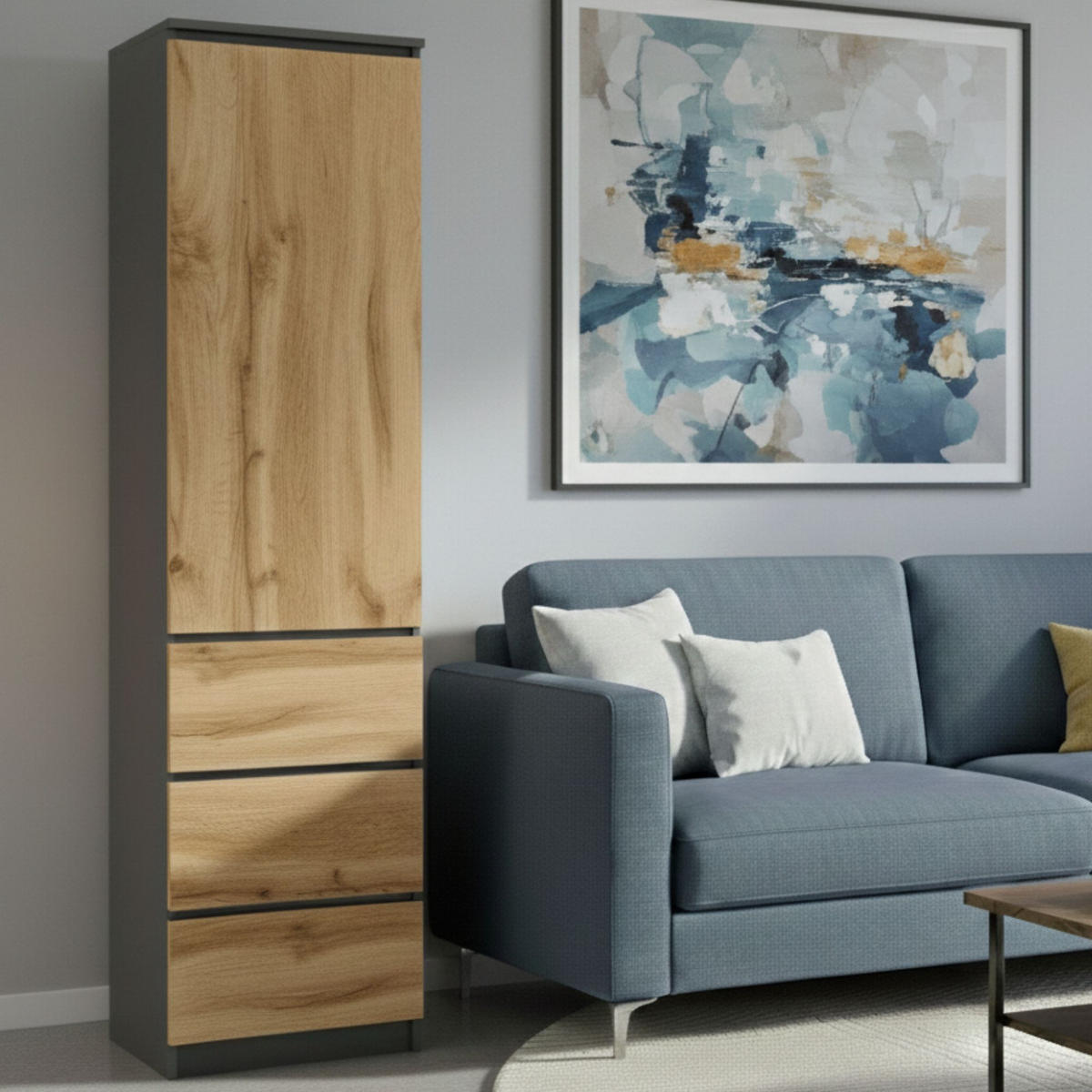 KLEIDERSCHRANK in Anthrazit - Eichefarben/Anthrazit, Holzwerkstoff (50/180.5/40cm) - Home Collective