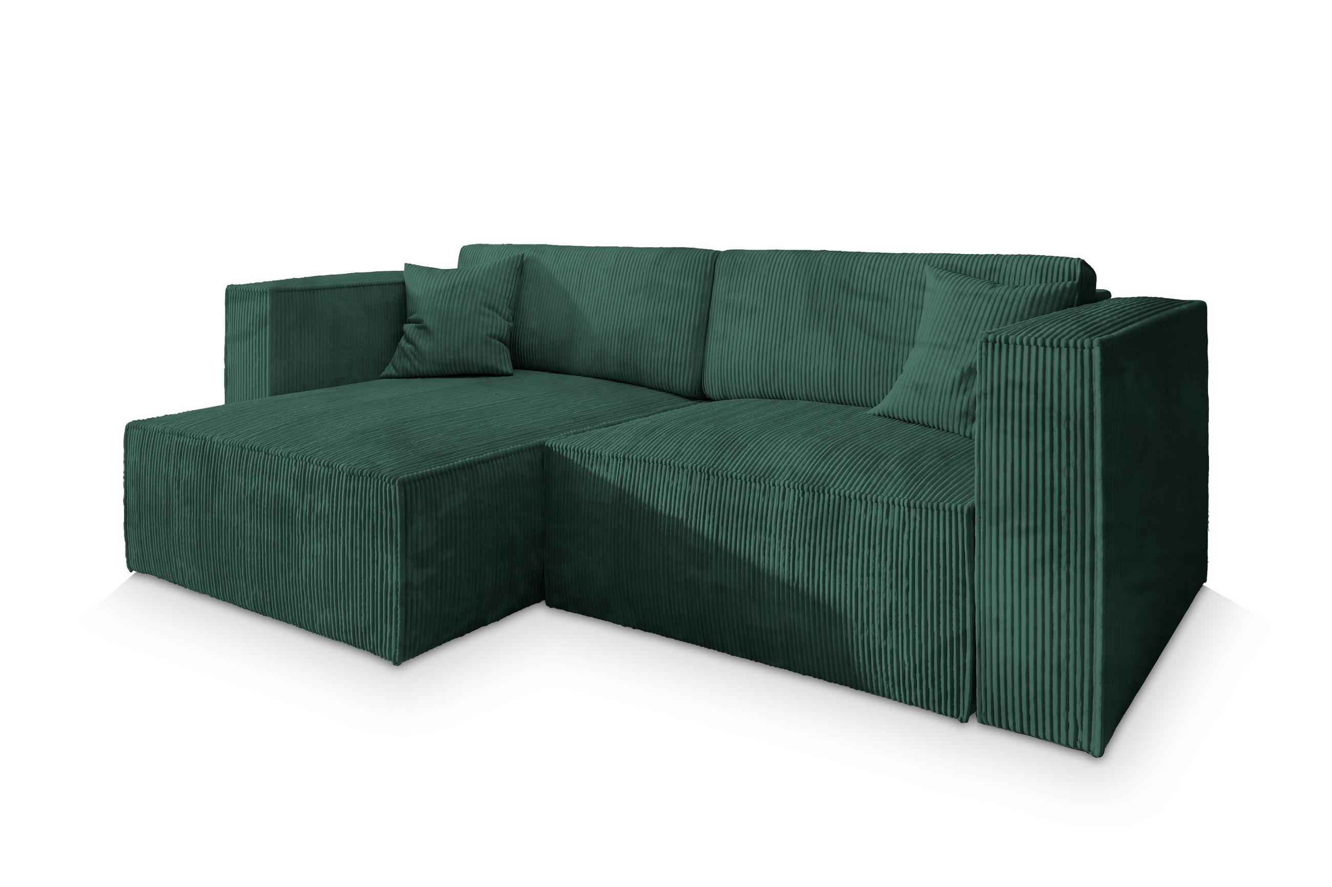 ROHOVÁ SEDAČKA NERIO tmavě zelená - šedá/tmavě zelená, dřevo/textil (245/148cm) - MASSENO