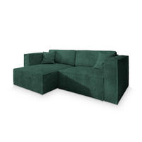 ROHOVÁ SEDAČKA NERIO tmavě zelená - šedá/tmavě zelená, dřevo/textil (245/148cm) - MASSENO