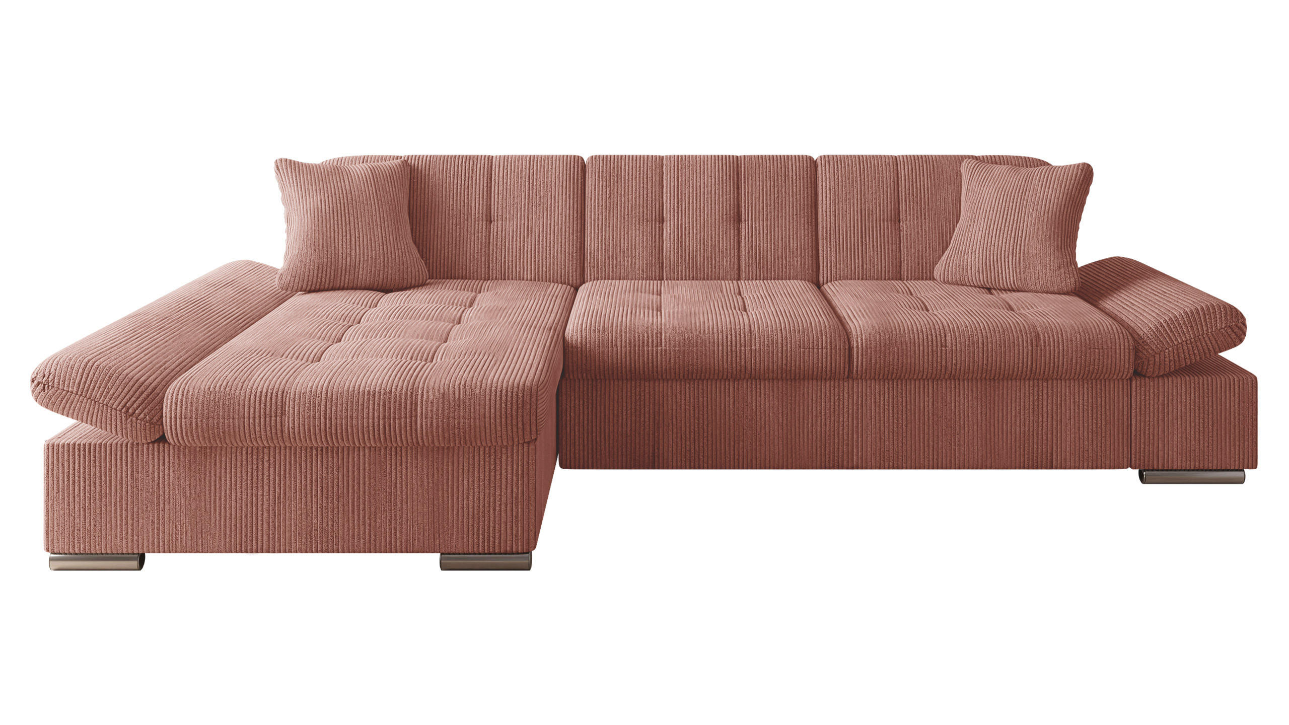 ECKSOFA Malwi Cord, Seite: Links - Dunkelrosa, Holz/Textil (278/161cm) - MIRJAN24