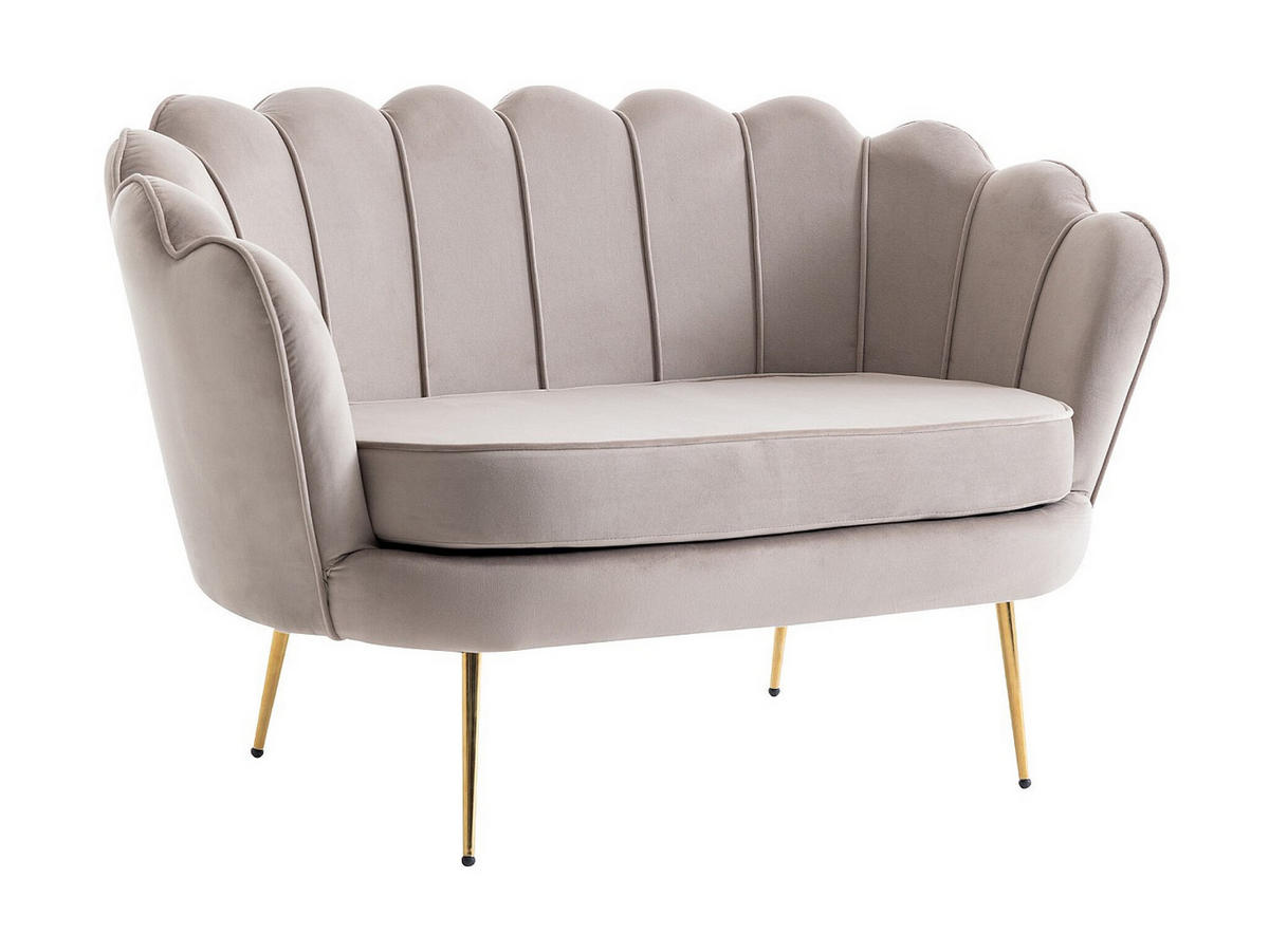 COUCHGARNITUR Muschel 2+1 - Samt - Graubraun - DANDELION - Braun, Textil (124/78/75cm) - Pascal Morabito