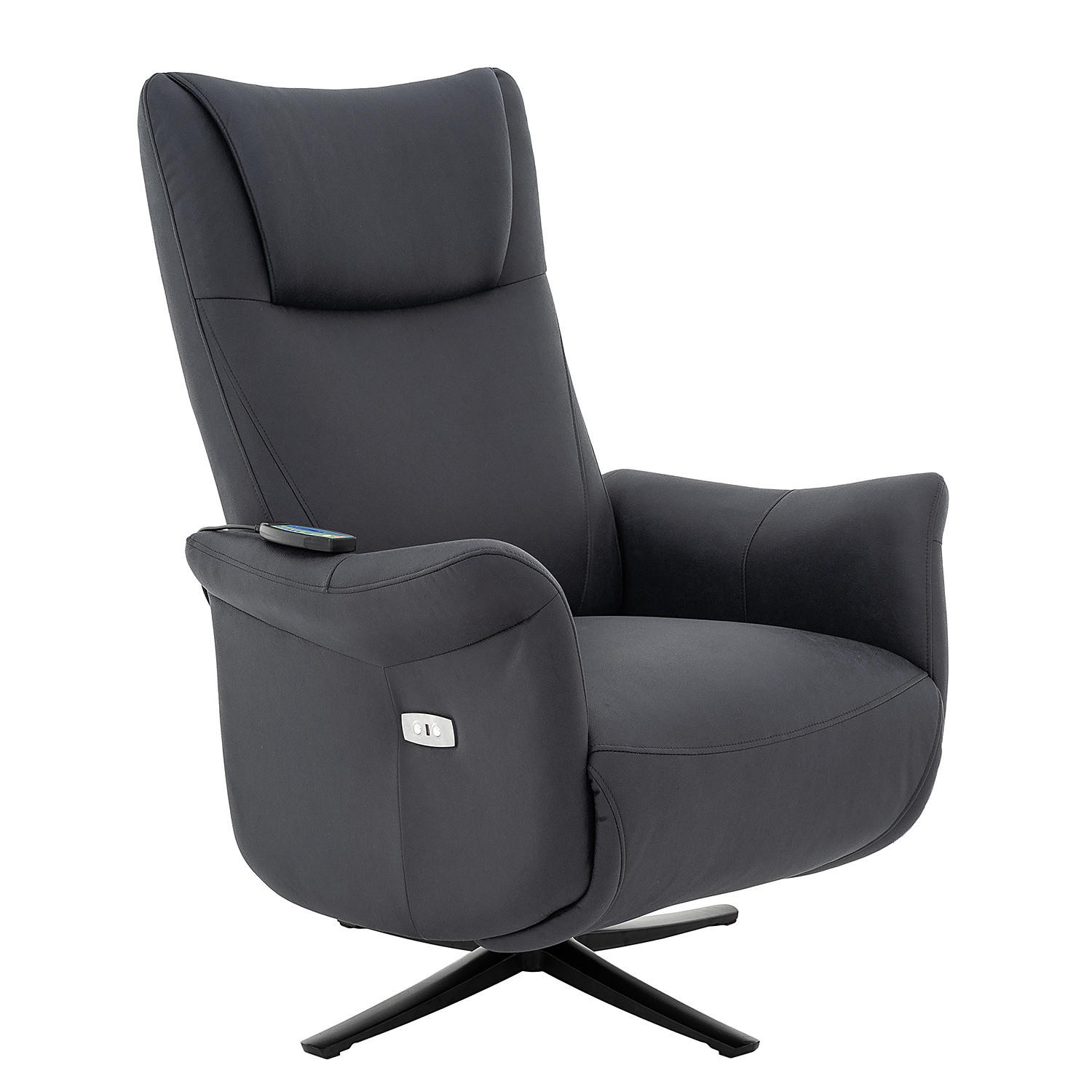 MASSAGESESSEL - Microfaser / Metall - Anthrazit / Schwarz - Anthrazit/Schwarz, Textil/Metall (76/112/85cm) - home24