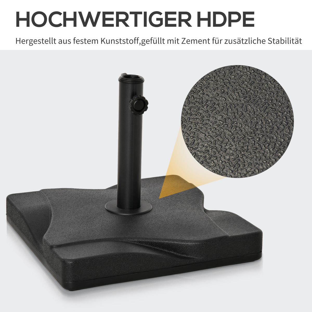 SONNENSCHIRMSTÄNDER für Sonnenschirm Schirmstangen 32/38/48 mm 41,5 x 41,5 Schwarz - Schwarz, Kunststoff (41.5/41.5cm) - Outsunny