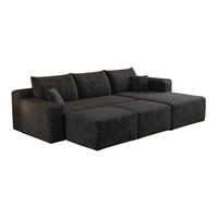 WOHNLANDSCHAFT Cord Schwarz ohne Montage - Schwarz, Textil (241/58/151cm) - WISHDOR