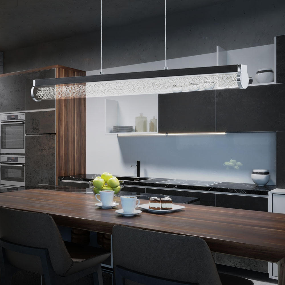 LED HÄNGELEUCHTE Trevelo Schwarz - Schwarz, Glas (76.5/8/110cm)