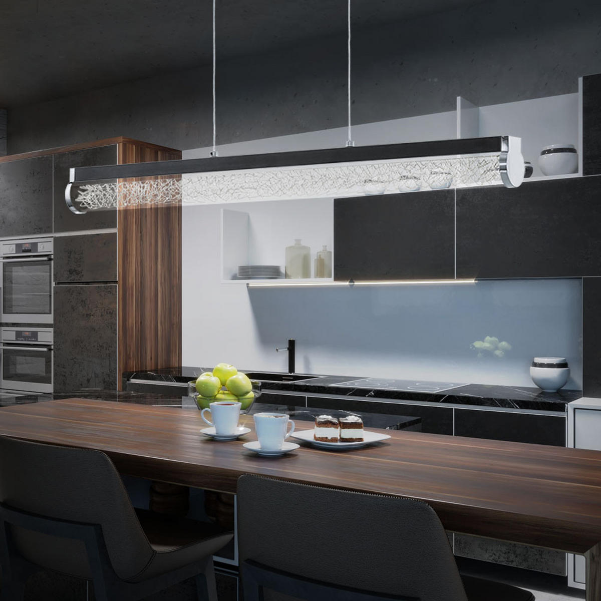 LED HÄNGELEUCHTE Trevelo Schwarz - Schwarz, Glas (76.5/8/110cm)