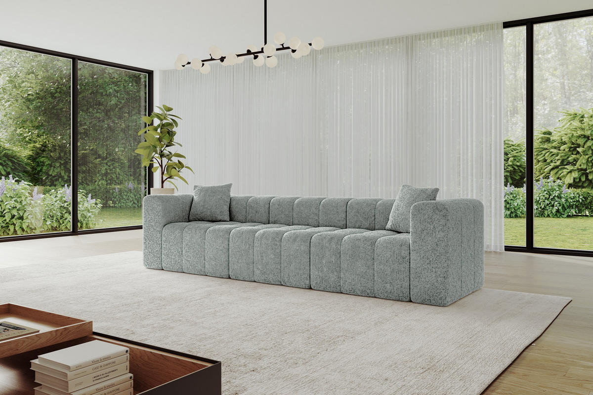 POHOVKA 3-MÍSTNÁ DONY-3 315x90x71 cm Zelená Žinylka - černá/mátově zelená, kompozitní dřevo/textil (315/71/90cm) - ALTDECOR