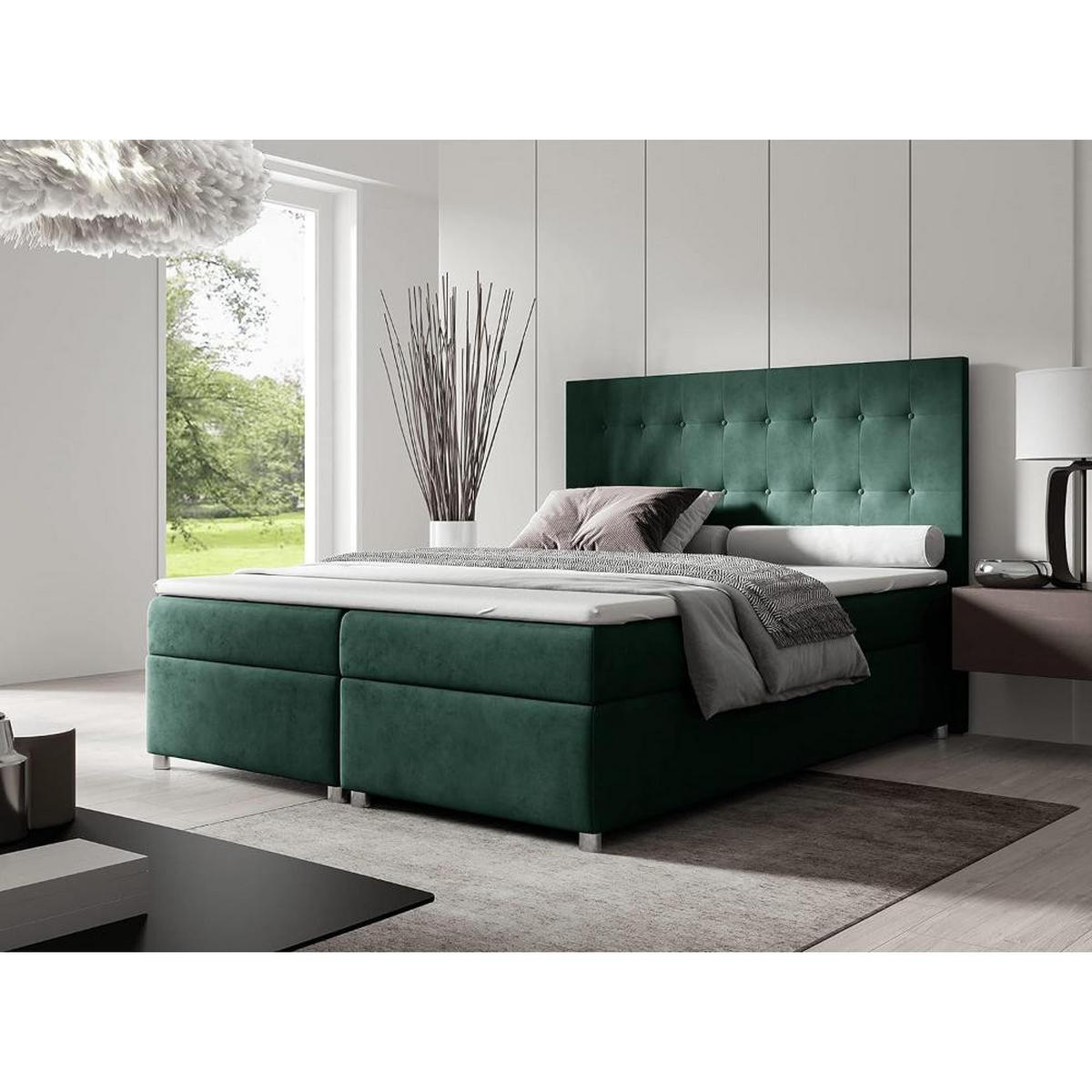 BOXBETT mit Bettkasten Trinity K-6 Bonellfederkern inkl. Topper - Mintgrün, Holz/Holzwerkstoff (200/200cm) - Best For Home