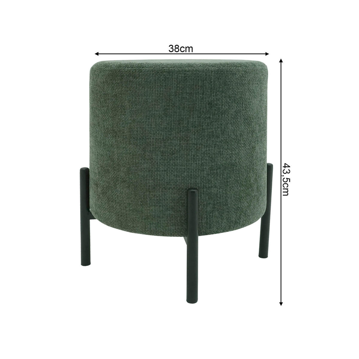 POUF Dunkelgrün 38/38/43,5 cm - Grün, Textil (38/43.5/38cm) - Mobili Rebecca