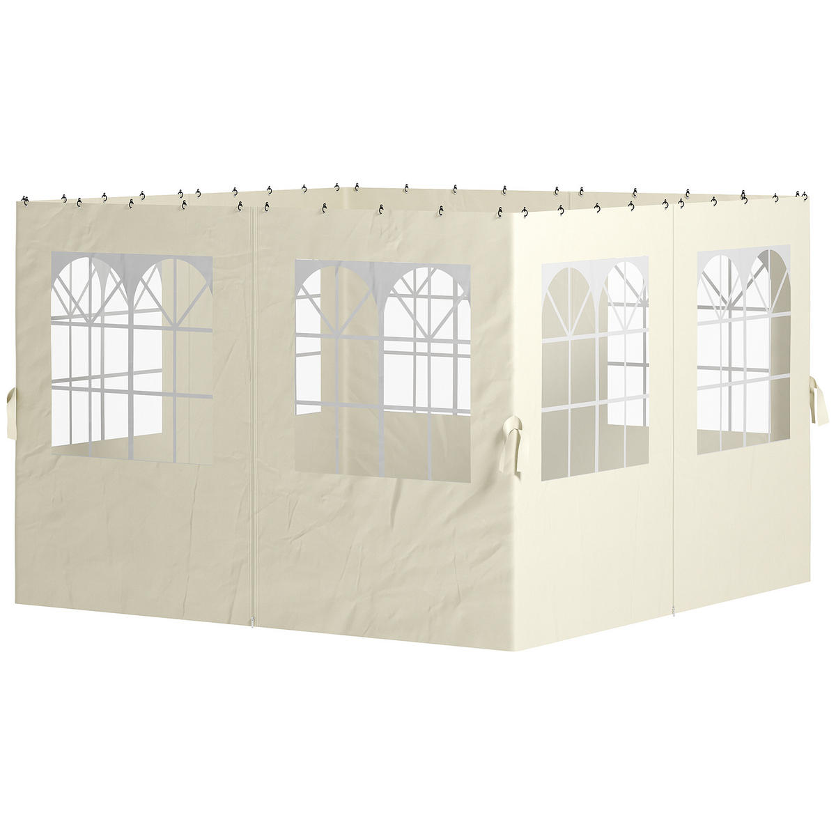 PAVILLON-SEITENWÄNDE, 4 Seitenwand-Paneele für Gartenpavillon, mit Reißverschluss, 3 x 3 m Pavillon, Cremeweiß - Creme, Textil (302/205/1cm)